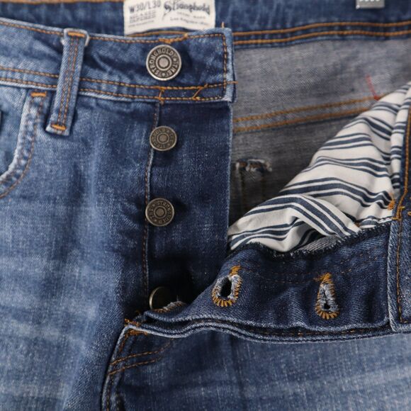 The Stronghold Redline Selvedge Men's Jeans Relaxed Tapered Button Fly 29x28.5 - Picture 2 of 13